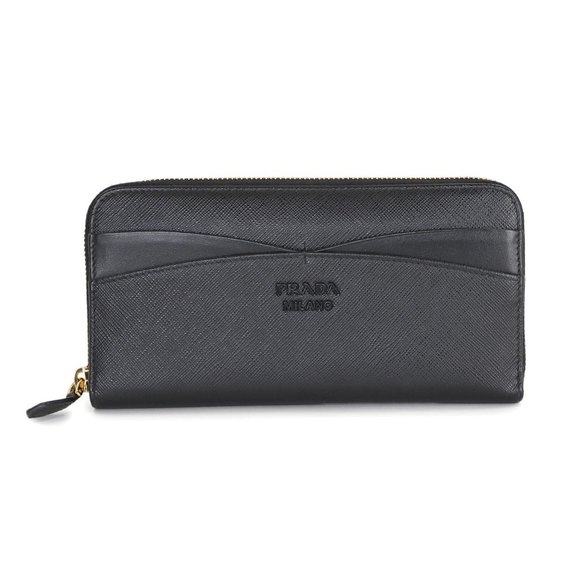 PRADA Black Leather Saffiano Wallet - Picture 1 of 8